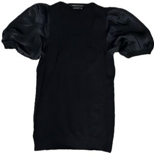BCBGMaxAzria Black Puff Sleeve Top